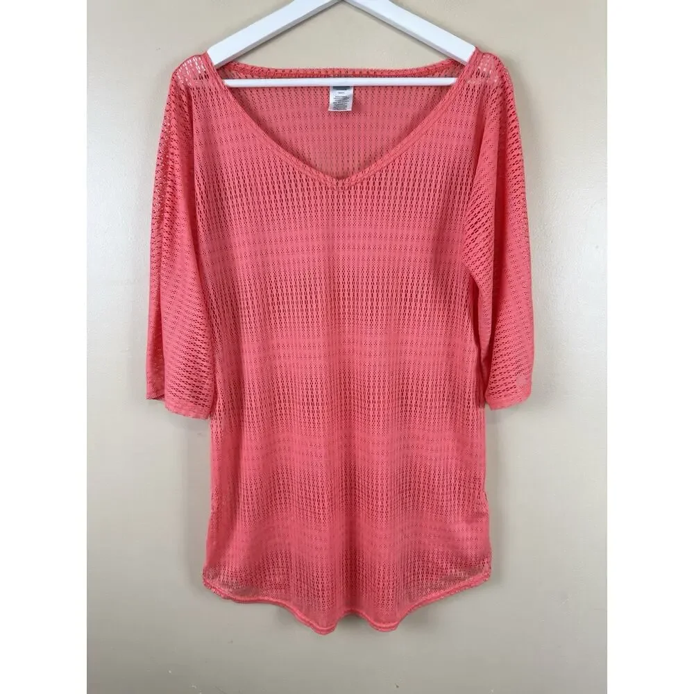 O'Neill Women’s Cover-up Mesh Swimsuit Orange Beach Resortwear Tunic Size XS/S